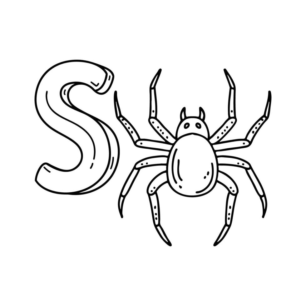 An illustration of letter S stand for Spider vector