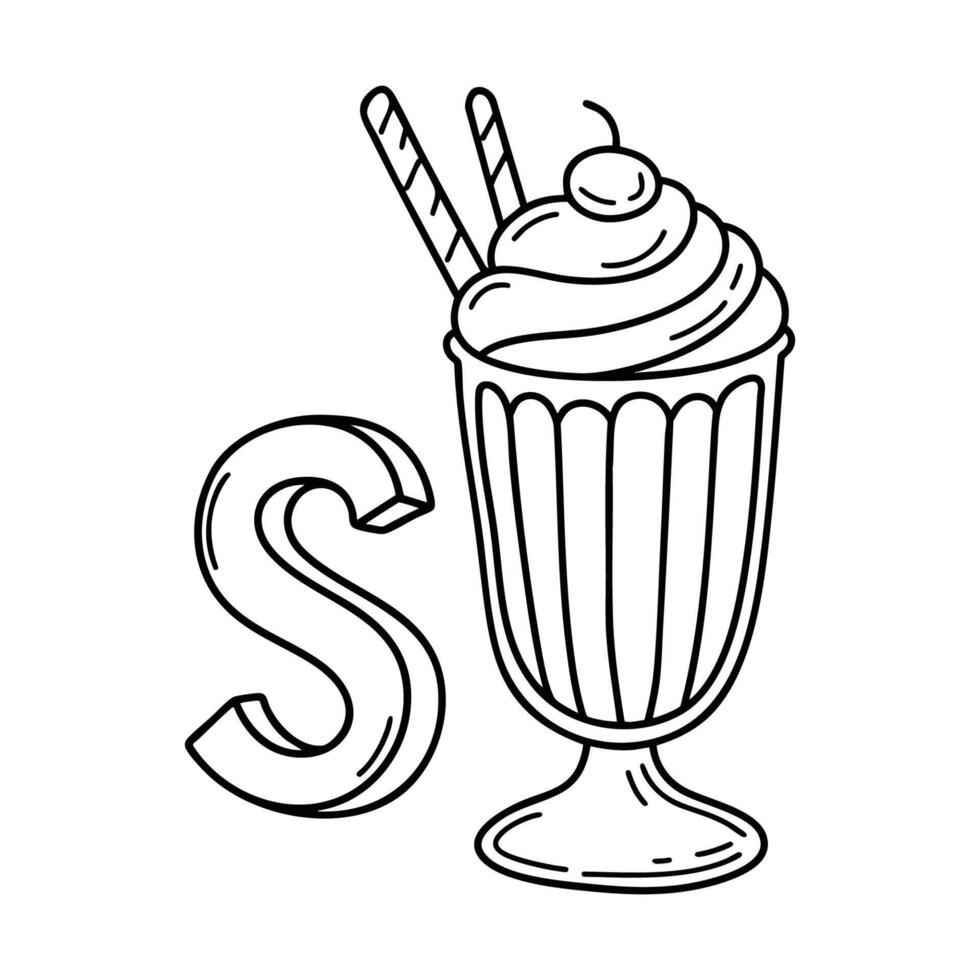 An illustration of letter S stand for Sundae vector