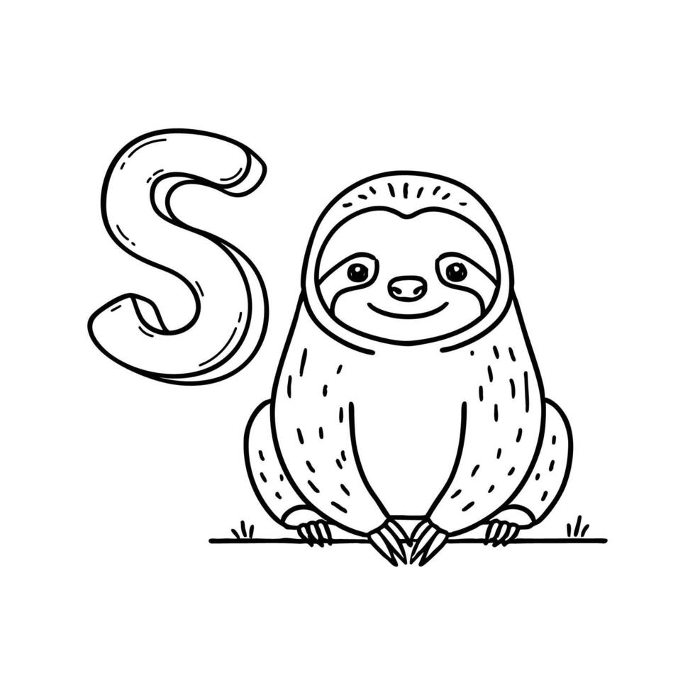 An illustration of letter S stand for Sloth vector