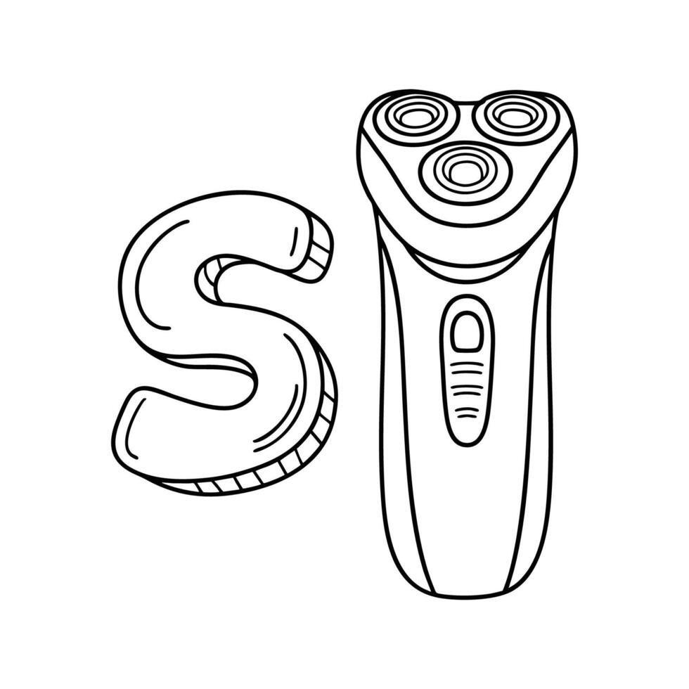 An illustration of letter S stand for Shaver vector