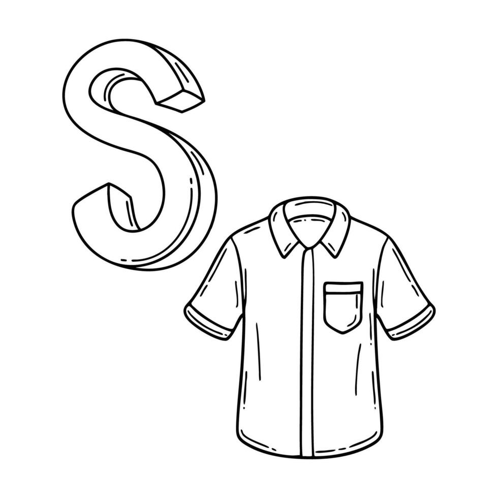 An illustration of letter S stand for Shirt vector