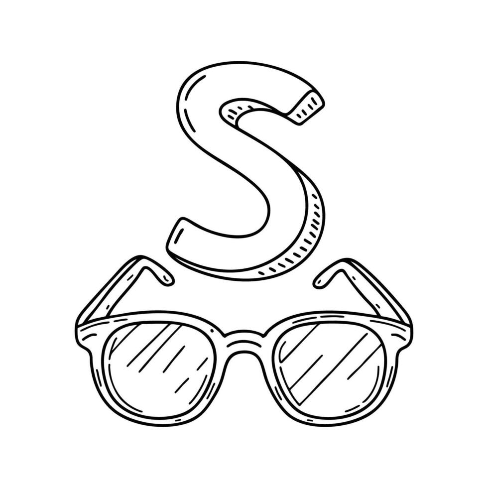 An illustration of letter S stand for Sunglasses vector