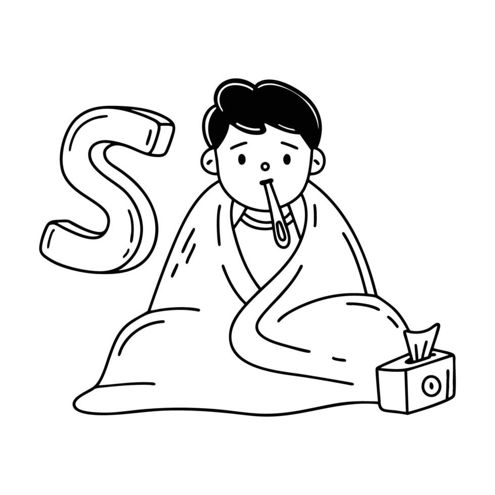 An illustration of letter S stand for Sick vector