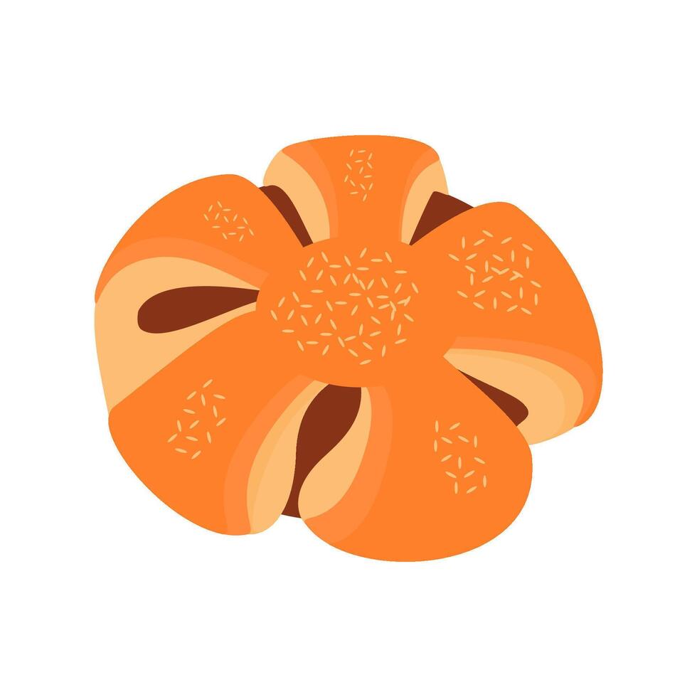 Red bean milk bread illustration, cute sweet bread on white background vector
