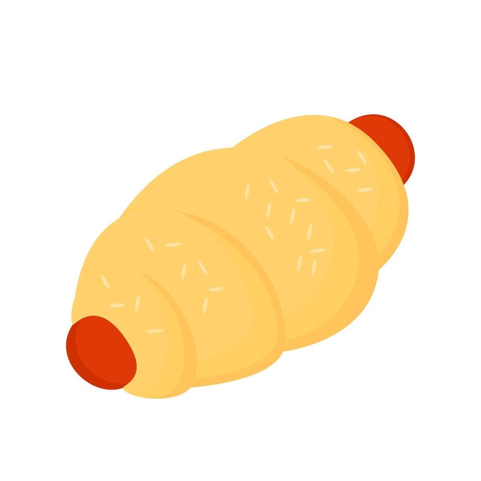 Illustration of sausage bread, soft bread with sesame sprinkles for food packaging and menu design vector