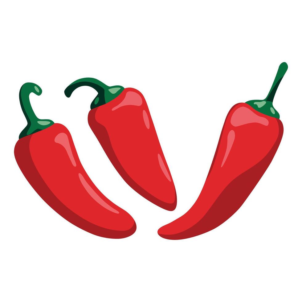 Red chili peppers on a white background. Vegetables illustration clip-art vector