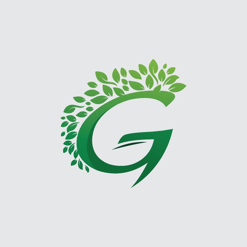 Eco Friendly Energy Leaf G letter vector