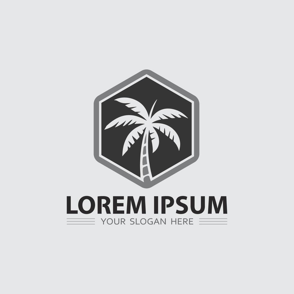 summer logo with palm design and palm tree icon stock illustration vector