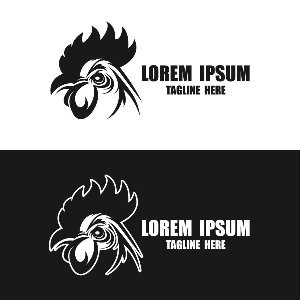 set of head rooster logo design vector