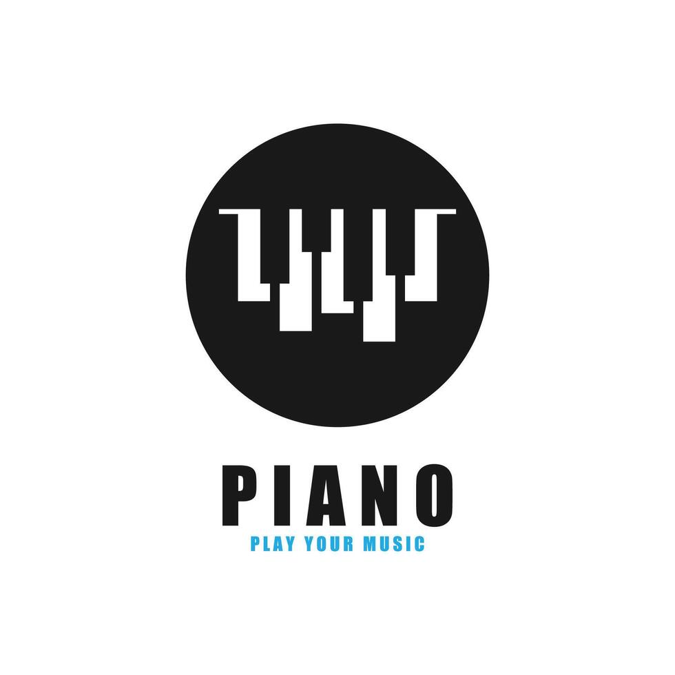Piano keyboard logo design template vector