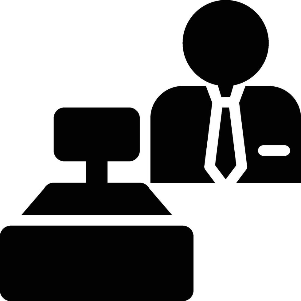 Cashier, Cash Register, Teller Glyph Solid Icon vector