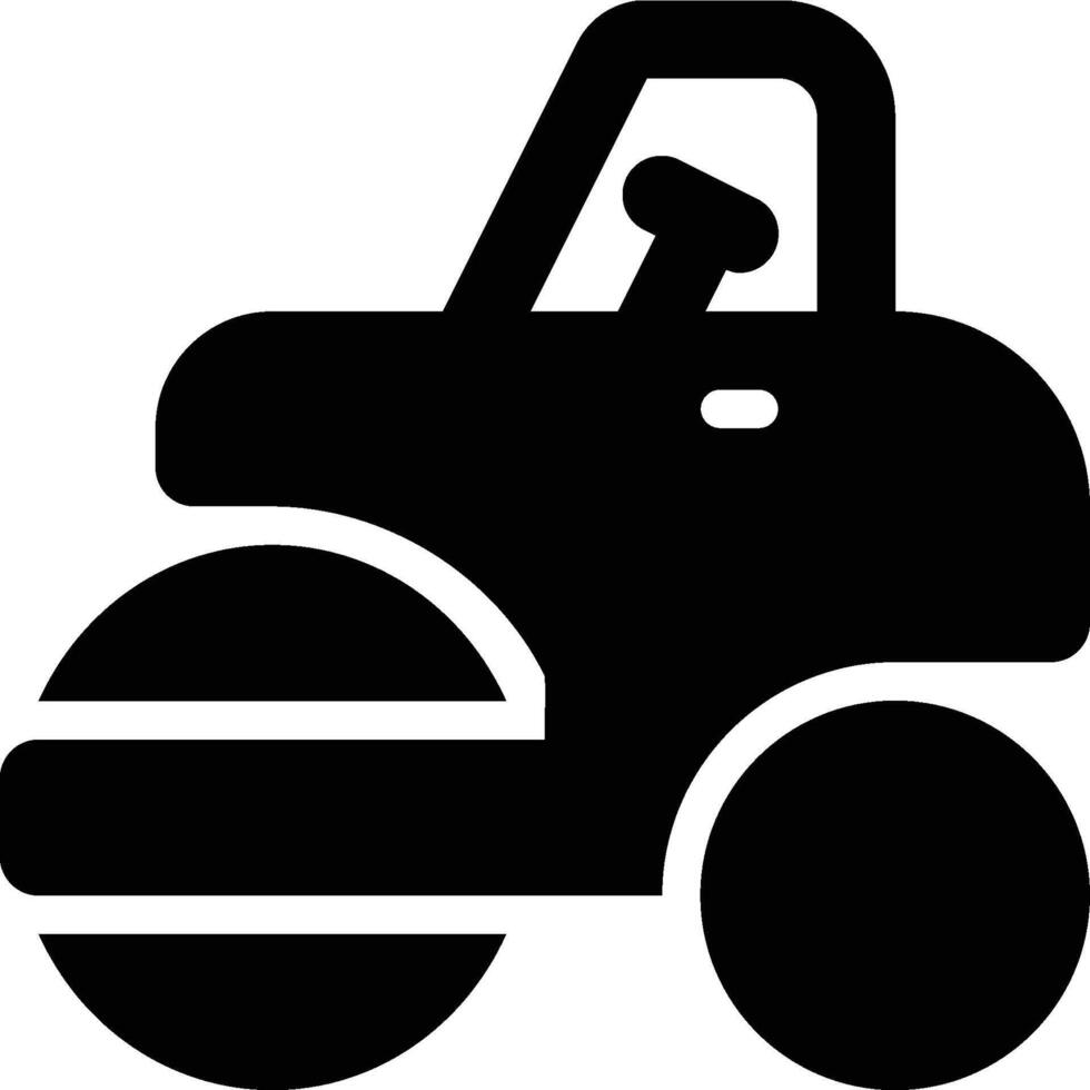 Road Roller, Construction Vehicle, Vehicle Glyph Solid Icon vector