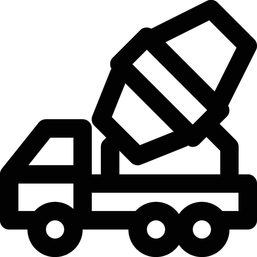 Mixer Truck, Vehicle, Cement Rolling Outline Icon vector
