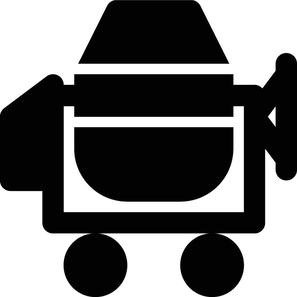 Concrete Mixer, Cement Rolling, Construction Glyph Solid Icon vector