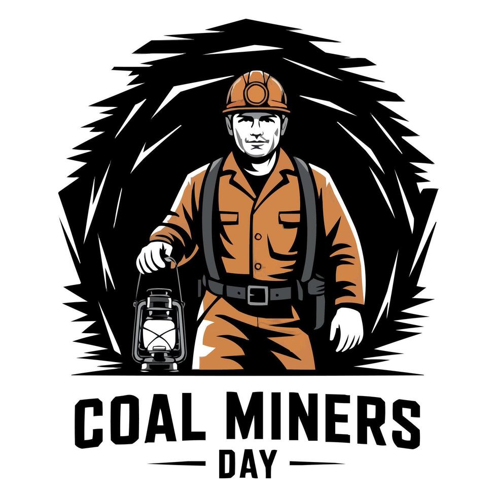 a logo for coal miners day vector
