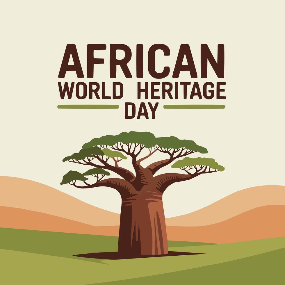 african world heritage day background with baobab tree vector