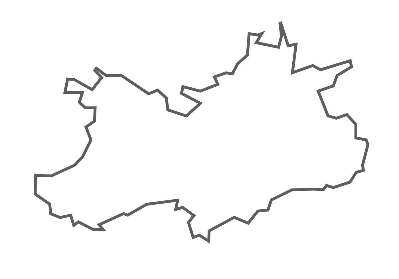 Raisen District of Madhya Pradesh outline map on a white background vector