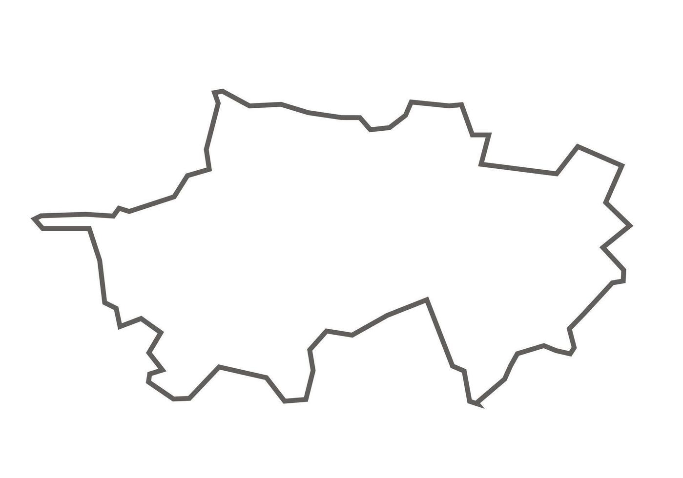 Narsinghpur District of Madhya Pradesh outline map on a white background vector