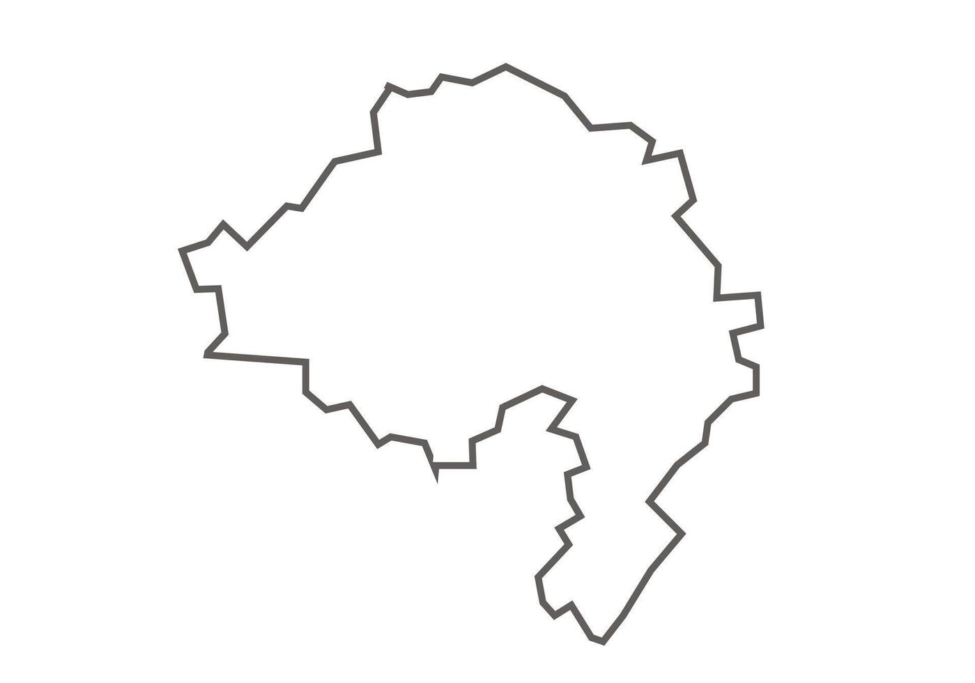 Bhind District of Madhya Pradesh outline map on a white background vector