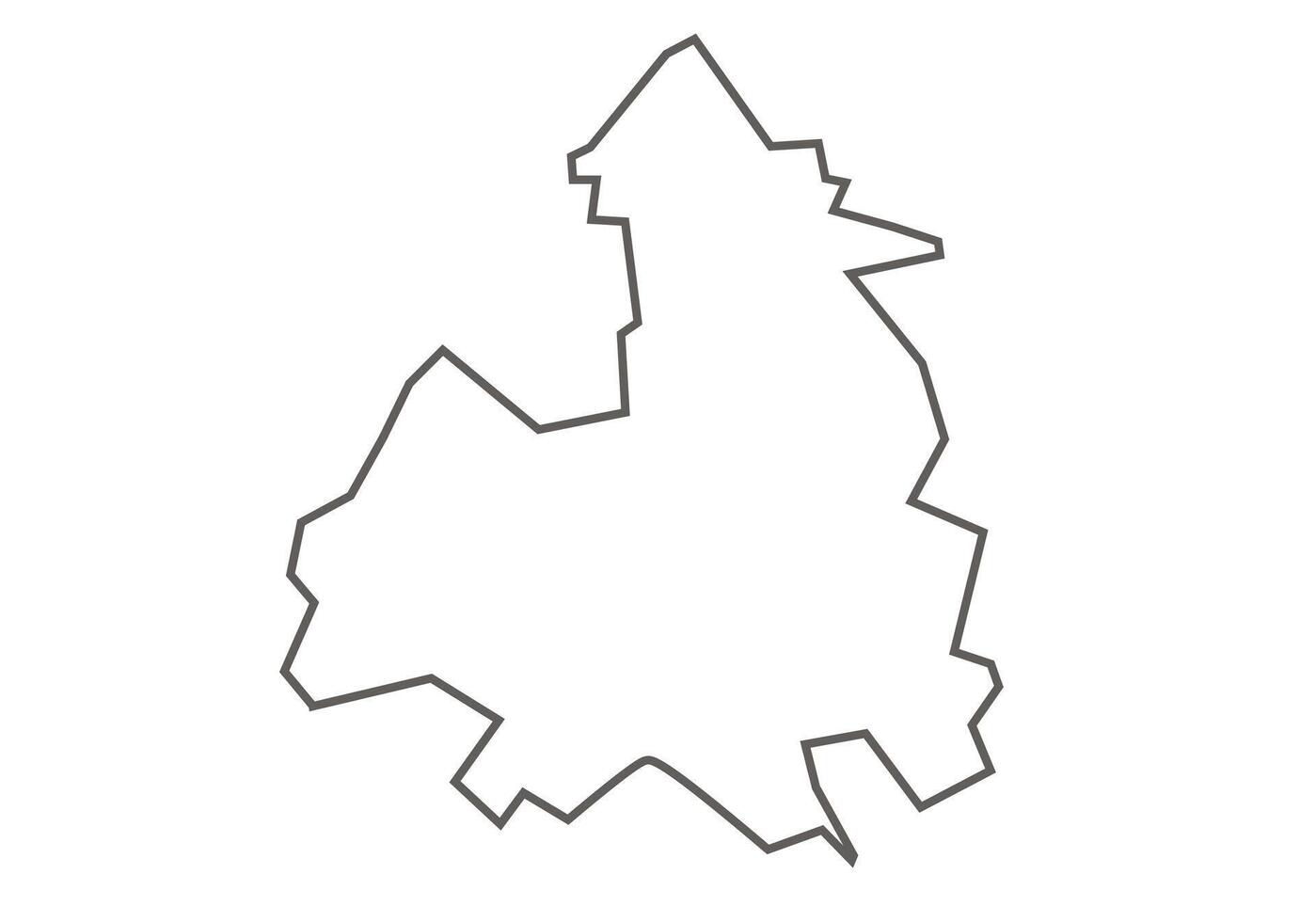 Umaria District of Madhya Pradesh outline map on a white background vector