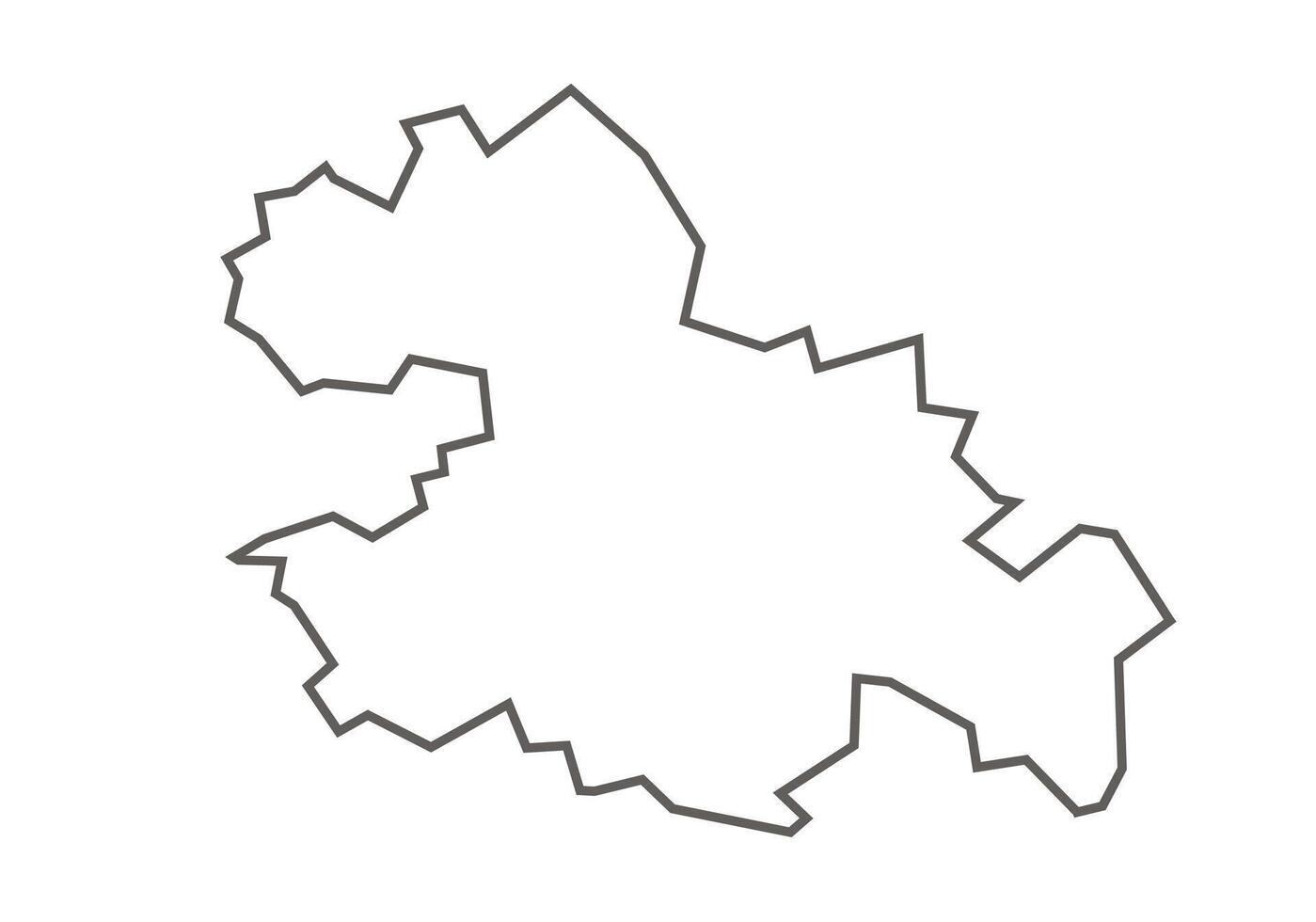 Mandla District of Madhya Pradesh outline map on a white background vector