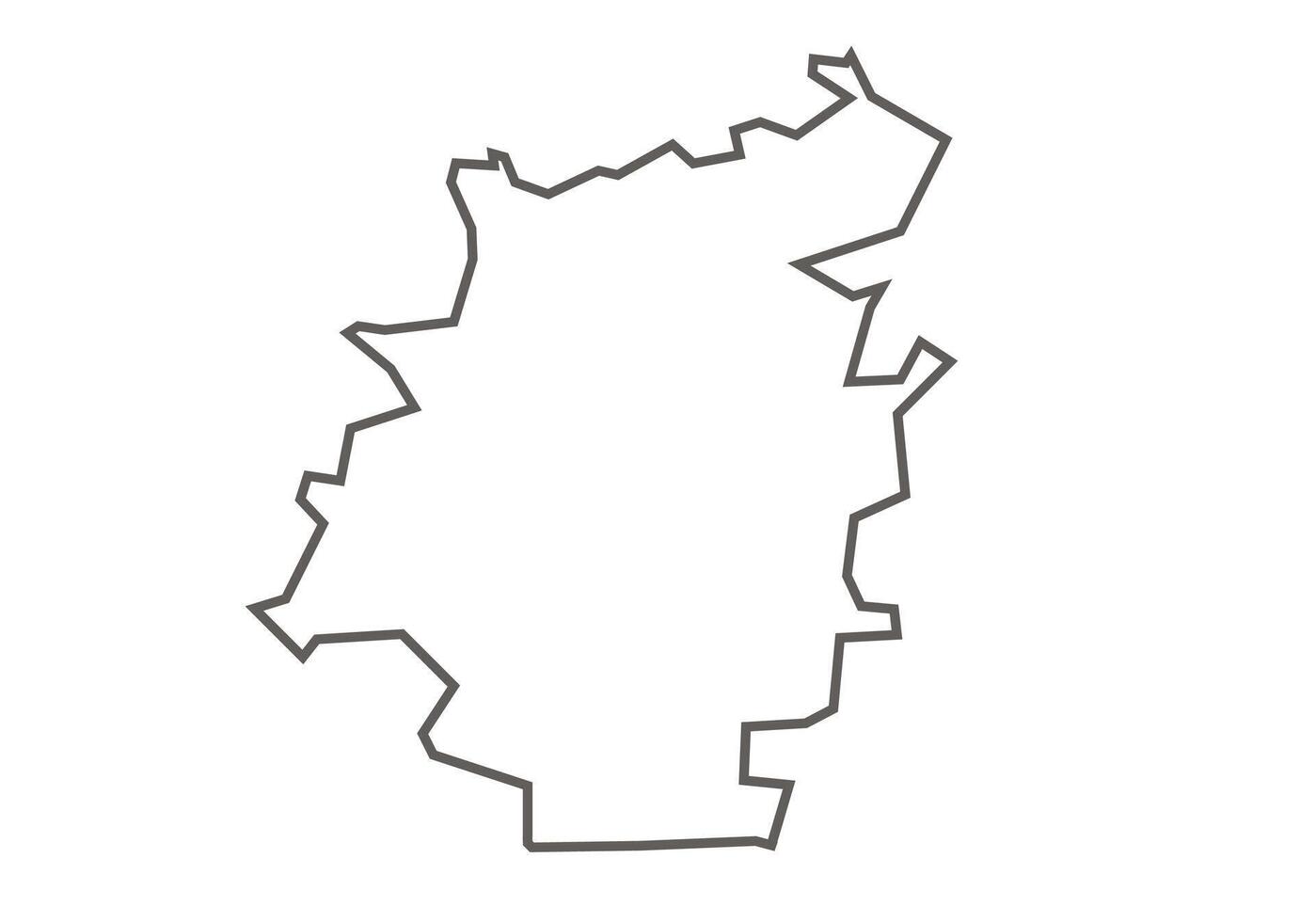 Khargone District of Madhya Pradesh outline map on a white background vector
