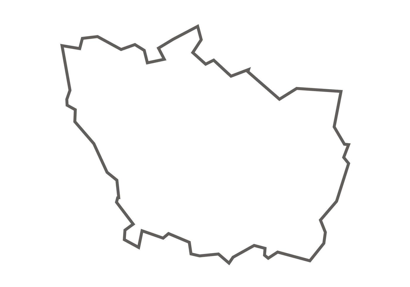 Rajgarh District of Madhya Pradesh outline map on a white background vector
