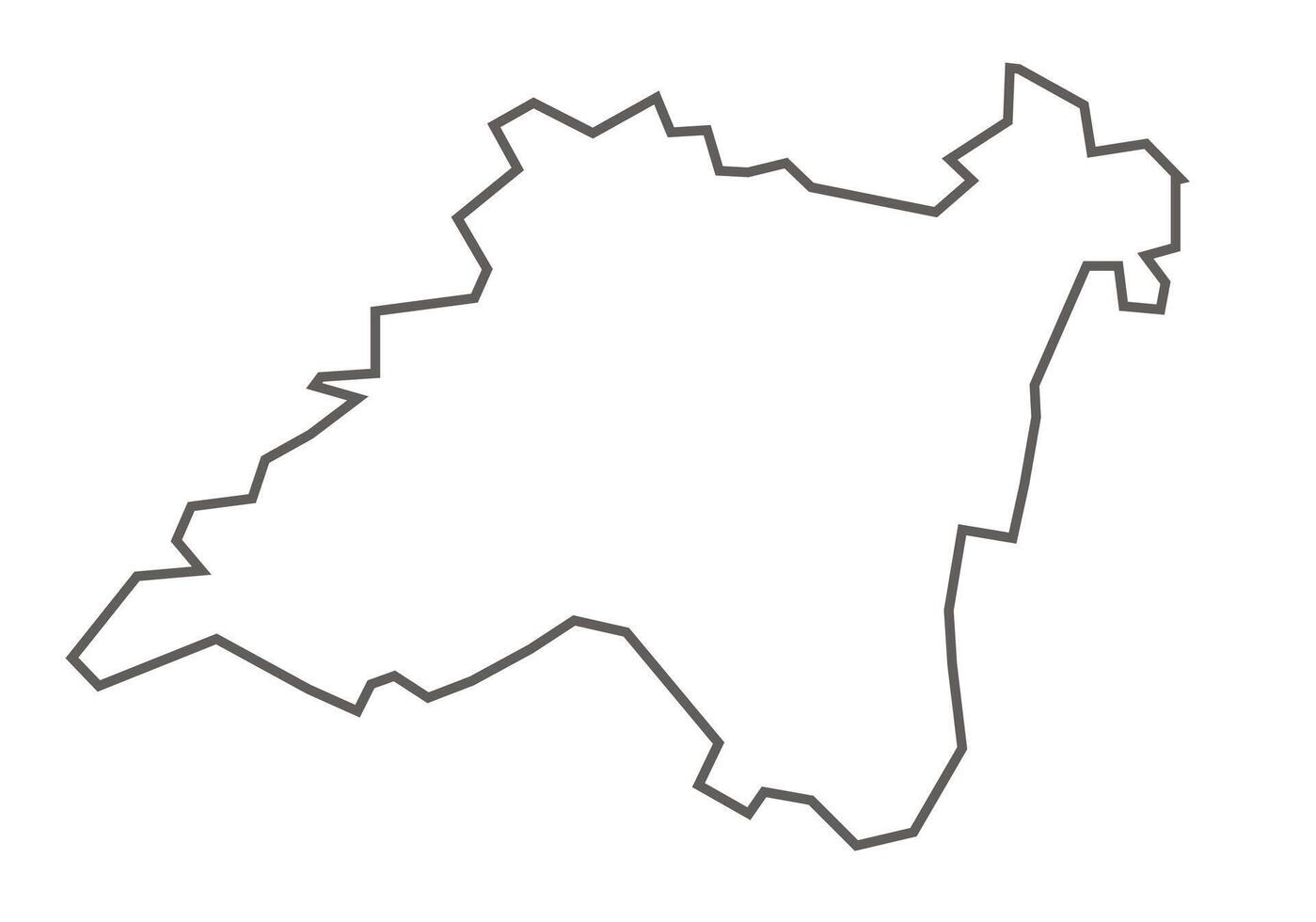 Balaghat District of Madhya Pradesh outline map on a white background vector