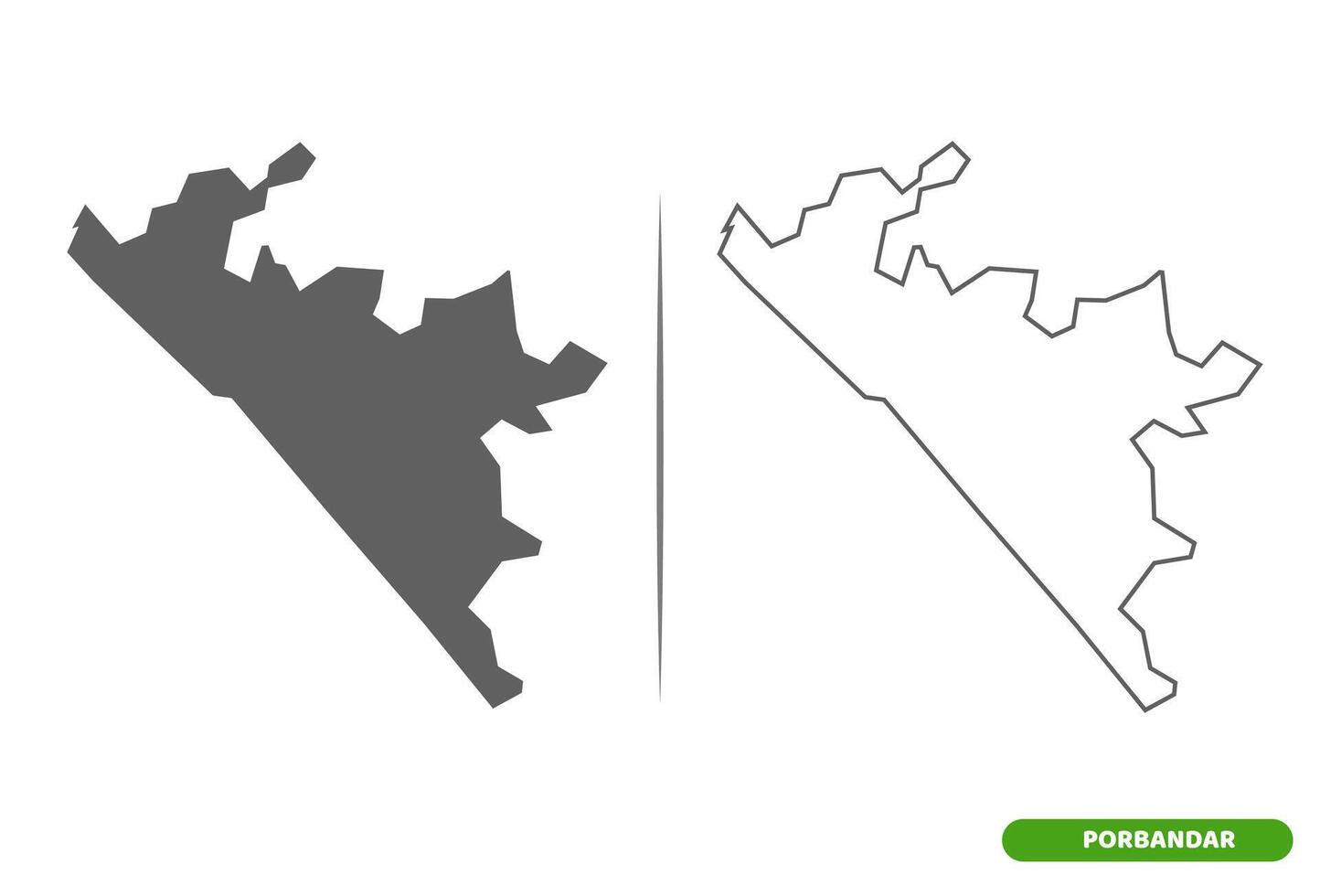 Porbandar District of Gujarat State map. vector