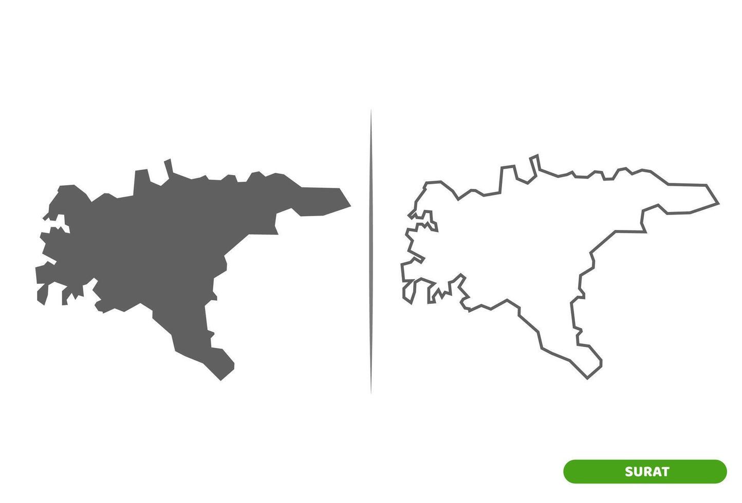 Surat District of Gujarat State map. vector