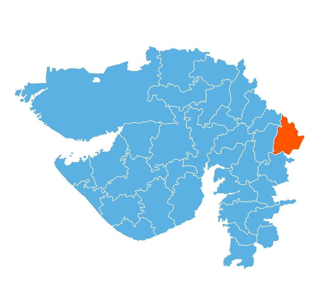 Dahod District Highlighted on Gujarat State Map, India vector