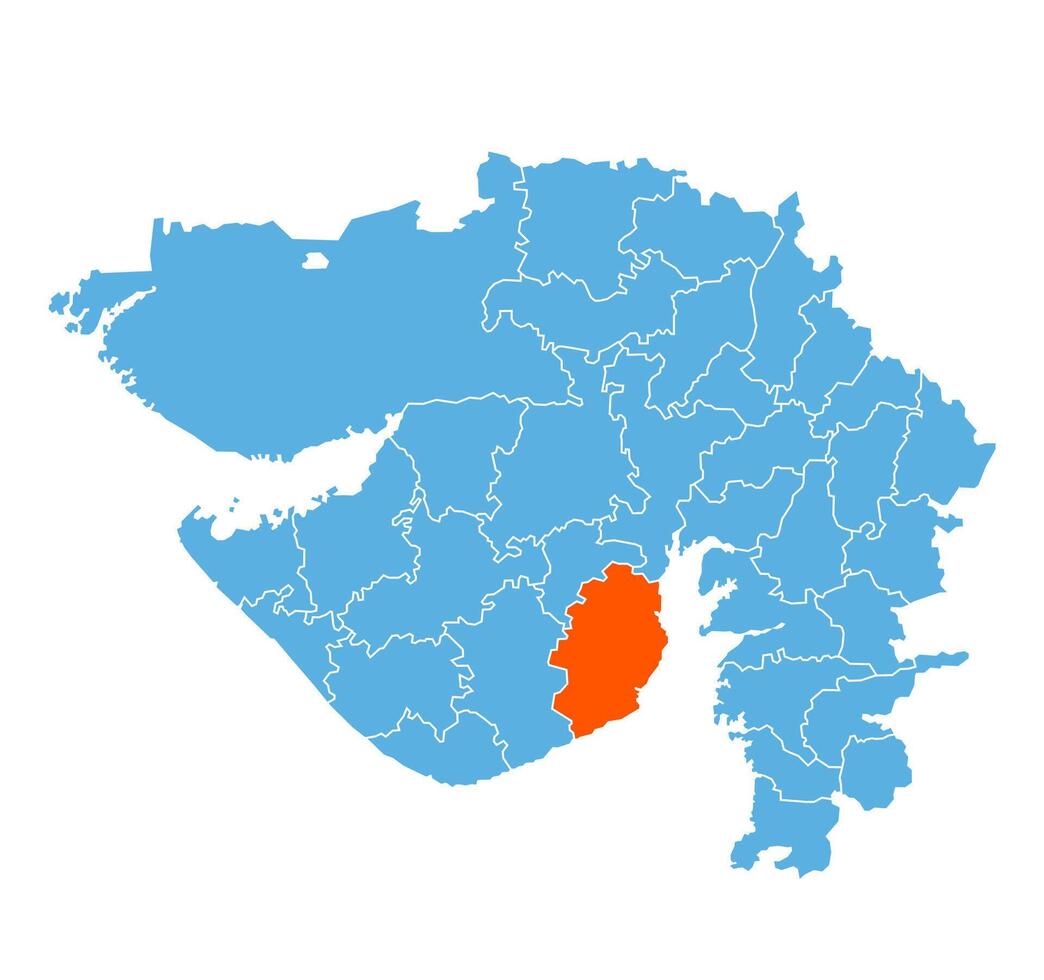 Bhavnagar District Highlighted on Gujarat State Map, India vector
