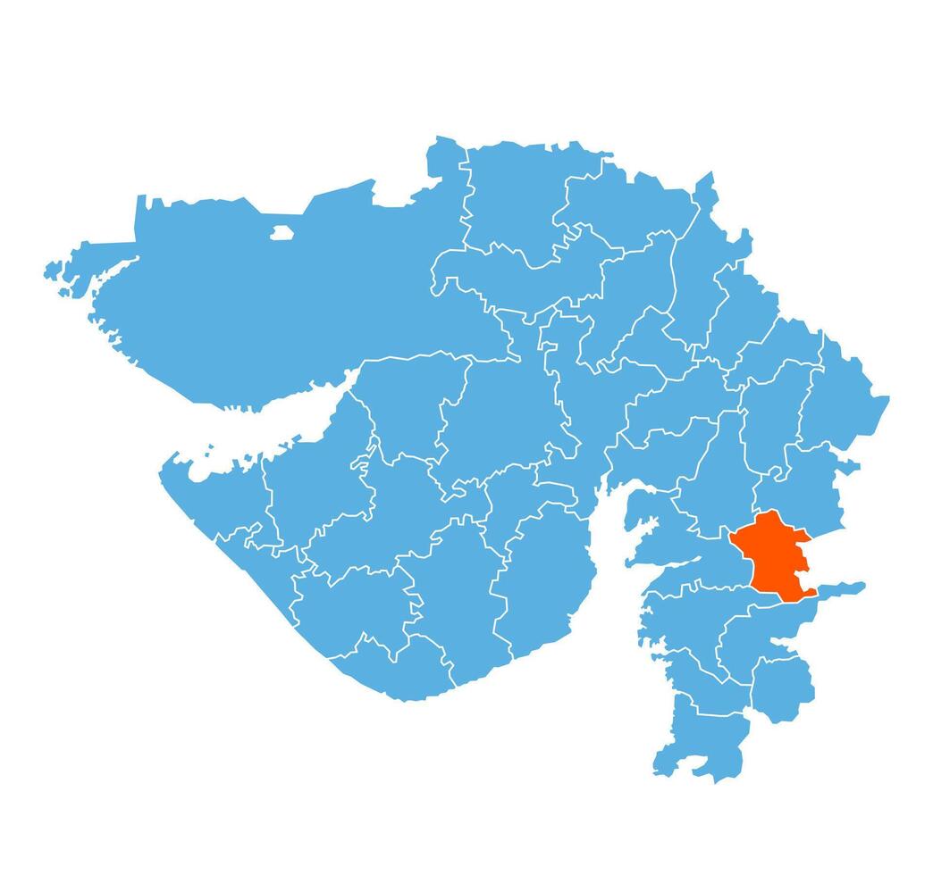 Narmada District Highlighted on Gujarat State Map, India vector