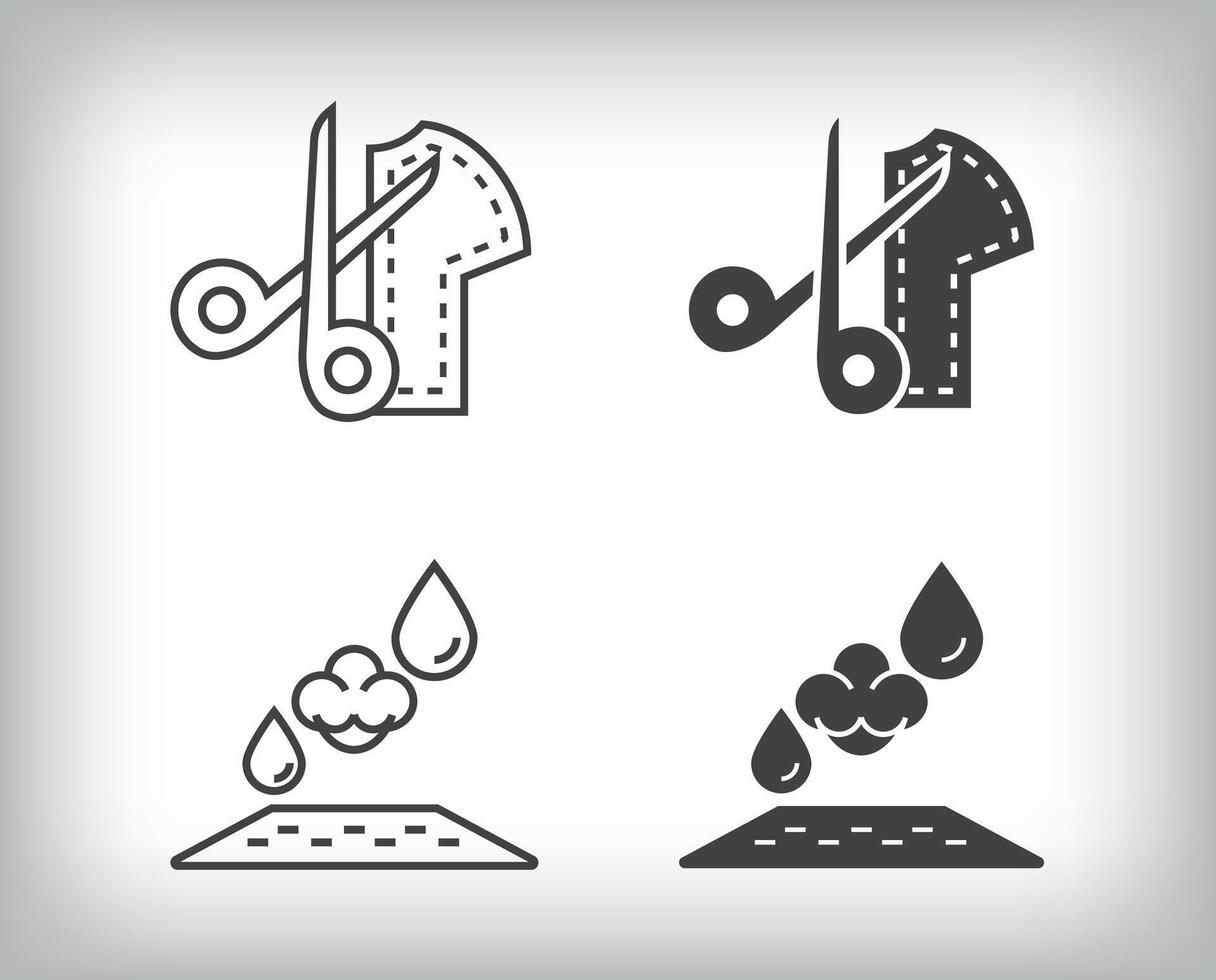Cotton, clothing, organic, measuring and textile designs. Simple linear and flat artistic art icon set. vector