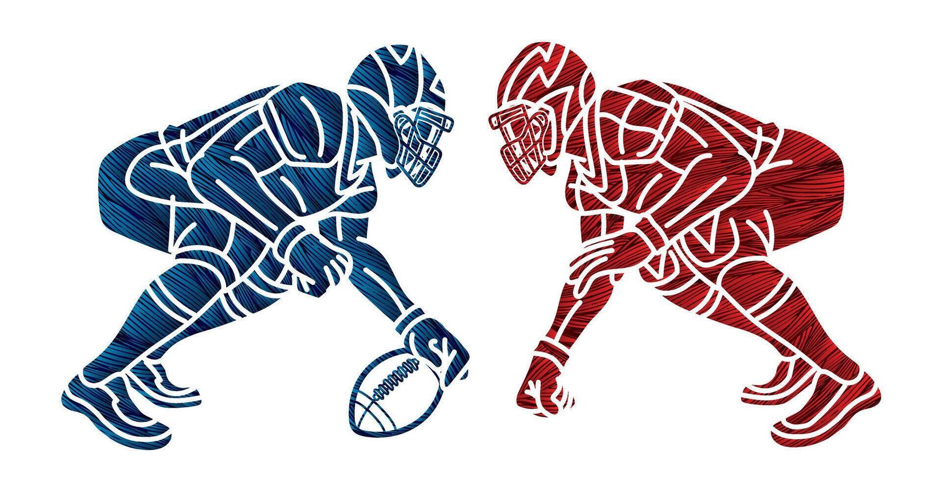 Silhouette American Football Players Action vector