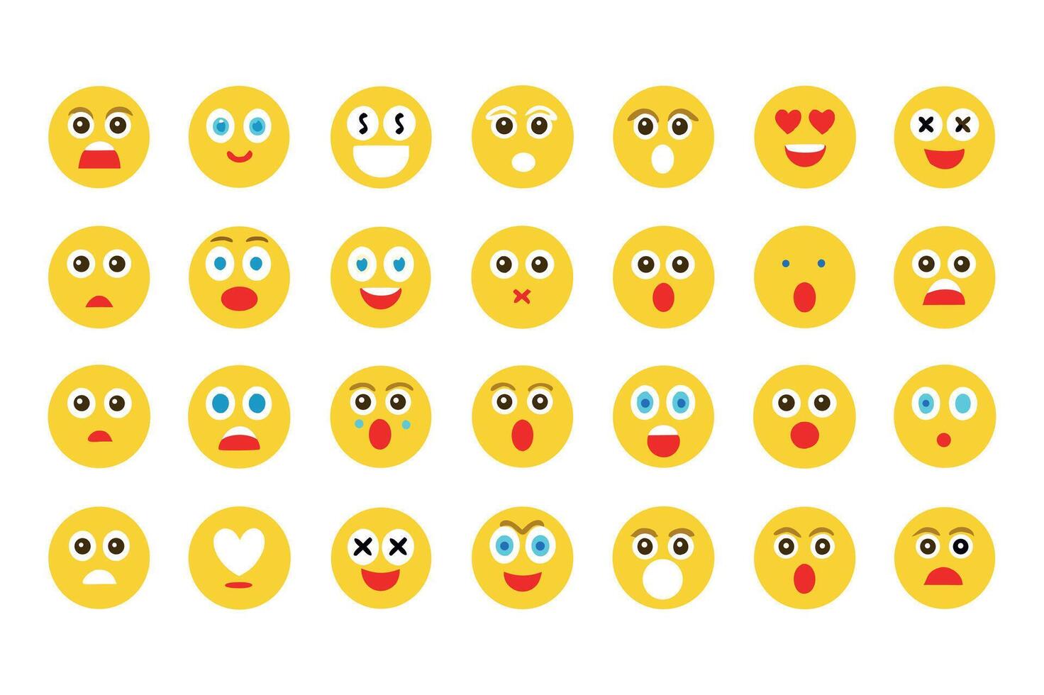 Flat Design Emoji Set with Bold Colors vector