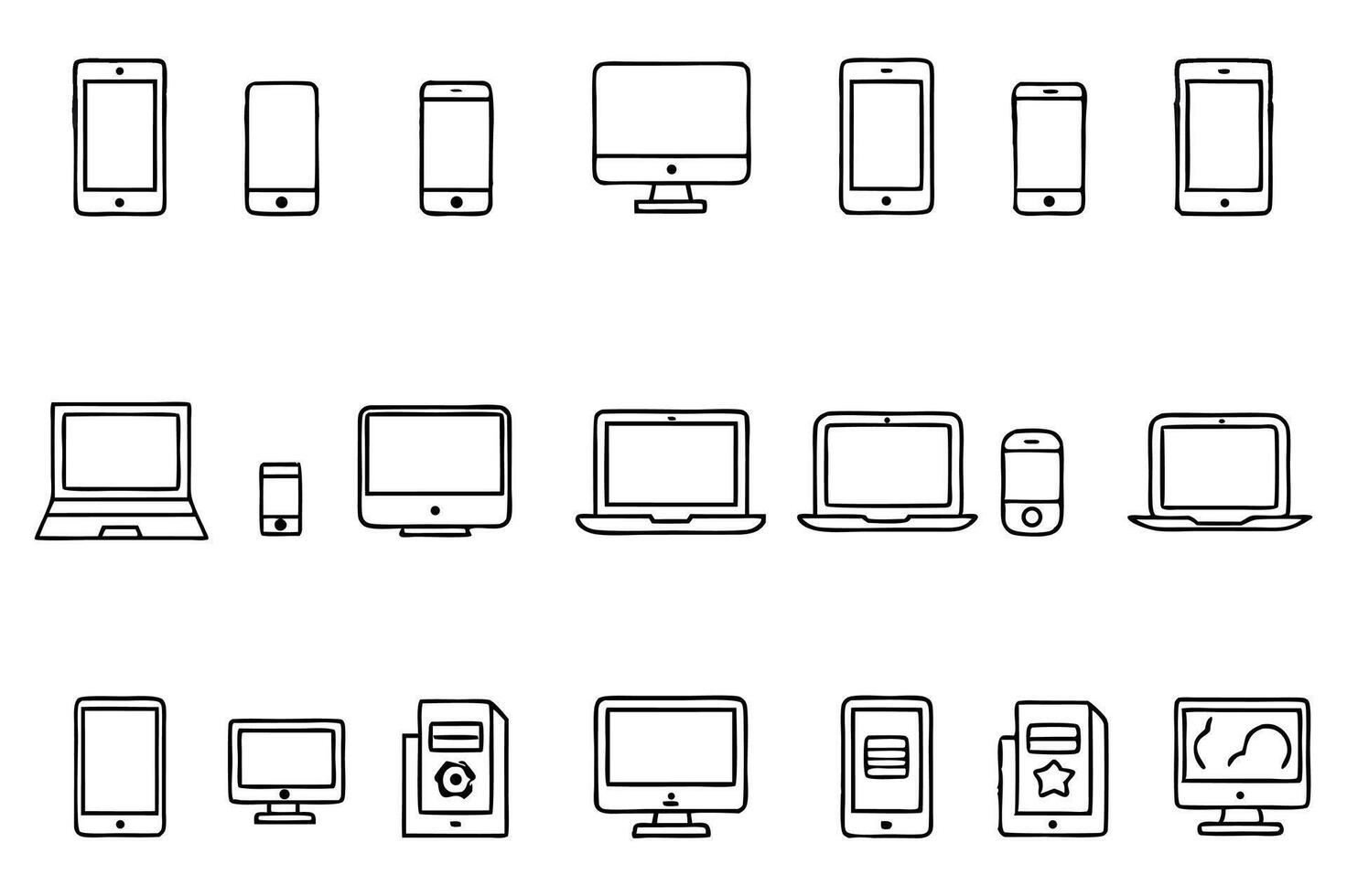 Essential Tech Devices Minimal Line Icon Pack vector
