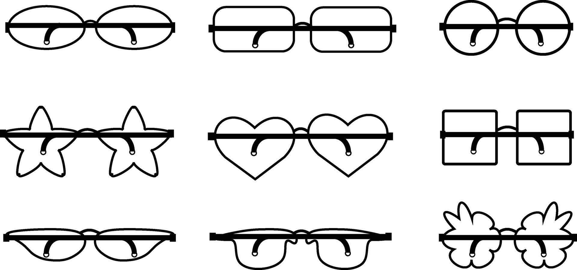 Set of Unique Eyeglasses with Creative Lens Shapes vector