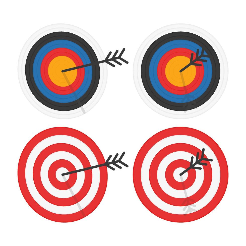 Archery Target with Arrows. Arrow Right Piercing in the Center of the Target. Target Board. Target Icon. vector