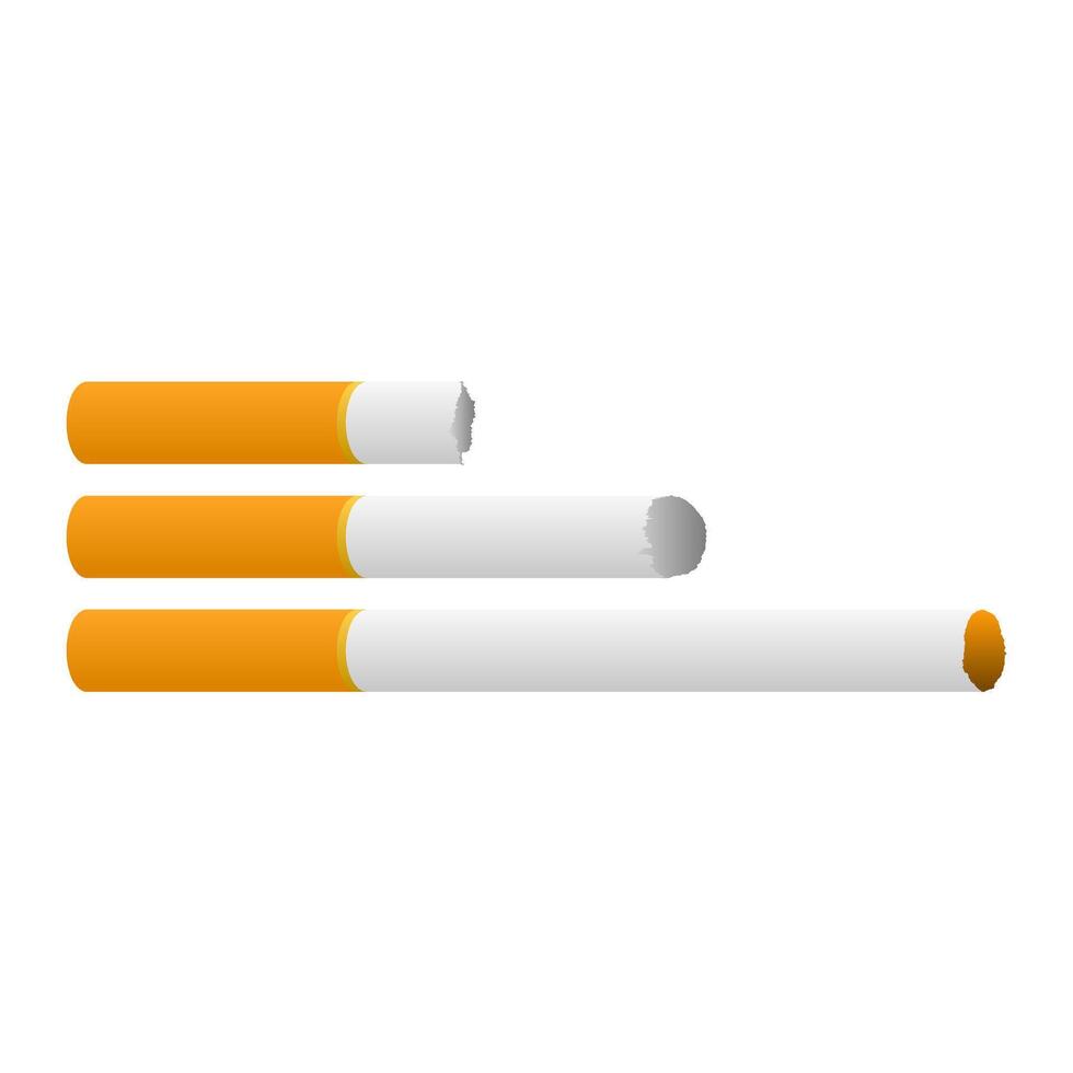 Burning Cigarette. Simple Icon of Tobacco Cigarette on White Background. Cigarettes are Dangerous. vector