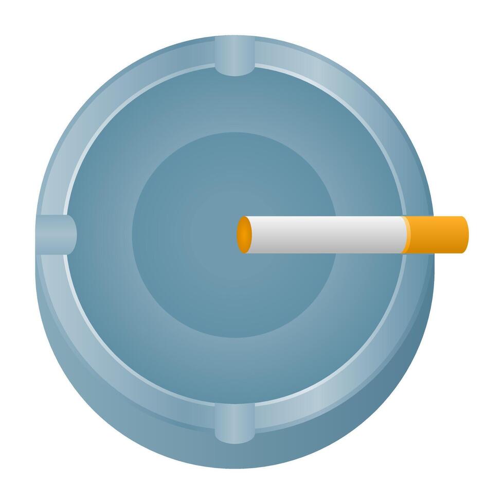 Cigarette Ashtray on White Background. Cigarette Ashtray Icon. Cancer Starter Kit. vector