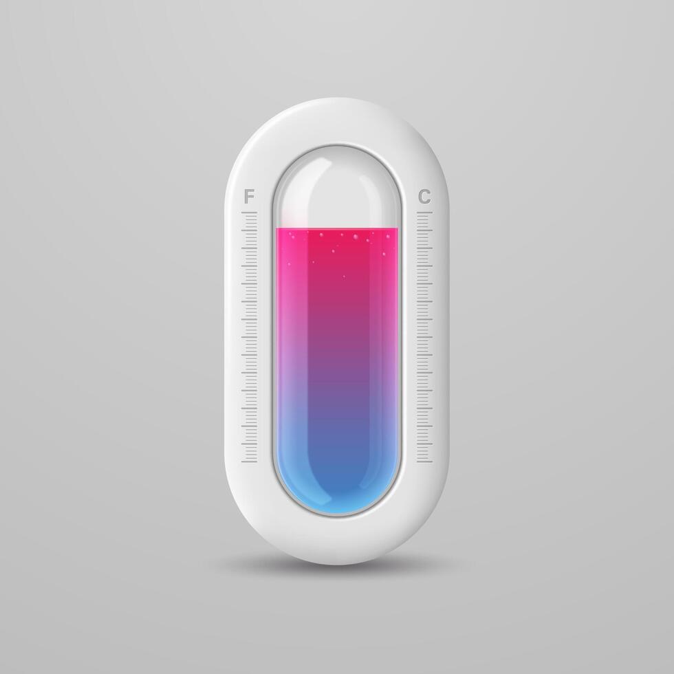 Realistic weather icon with cold and hot temperature isolated on light background. 3d illustration. vector