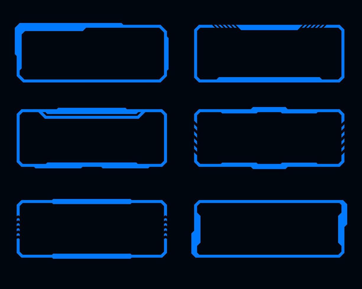 Futuristic frame set HUD technology cyberpunk design element. vector
