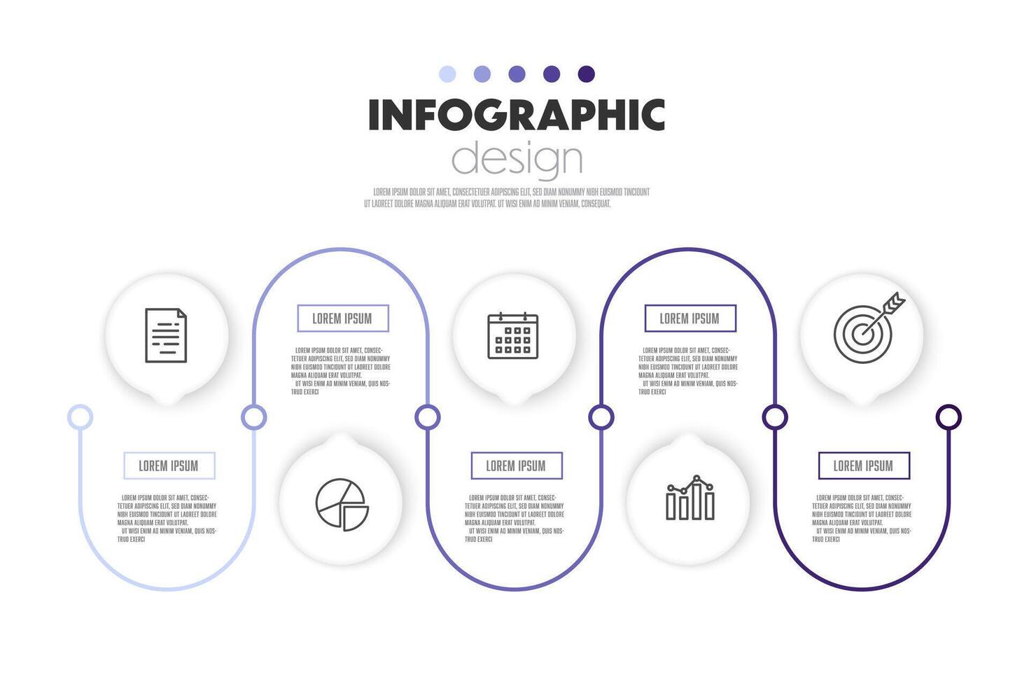Timeline presentation infographic template circuit shape with concept business icon 5 options vector