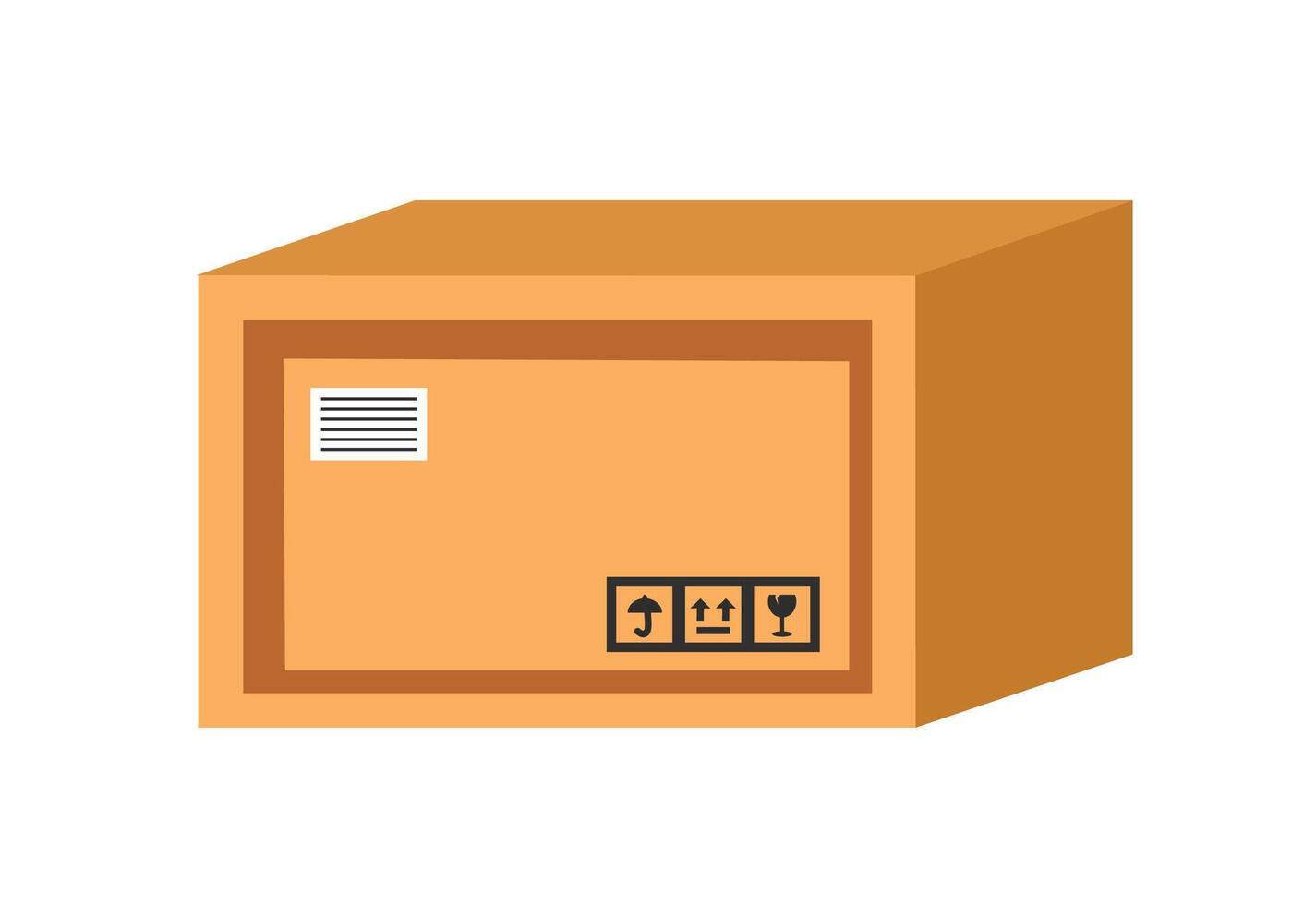 Industrial package box. Cardboard illustration. Corrugated boxes. Fragile. vector