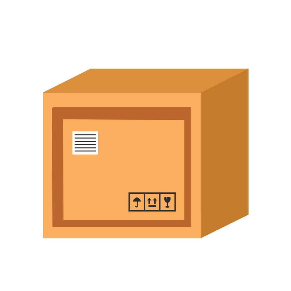 Corrugated cardboard illustration. Papercut. Card box. Delivery package. Gift cardboard. vector