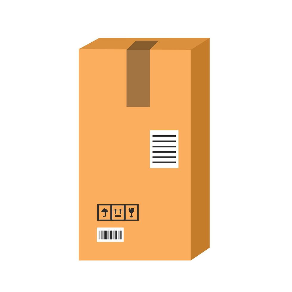 Paperboard illustration. Boxes. Cardboard. Packaging. Fragile box. Warehouse goods. vector