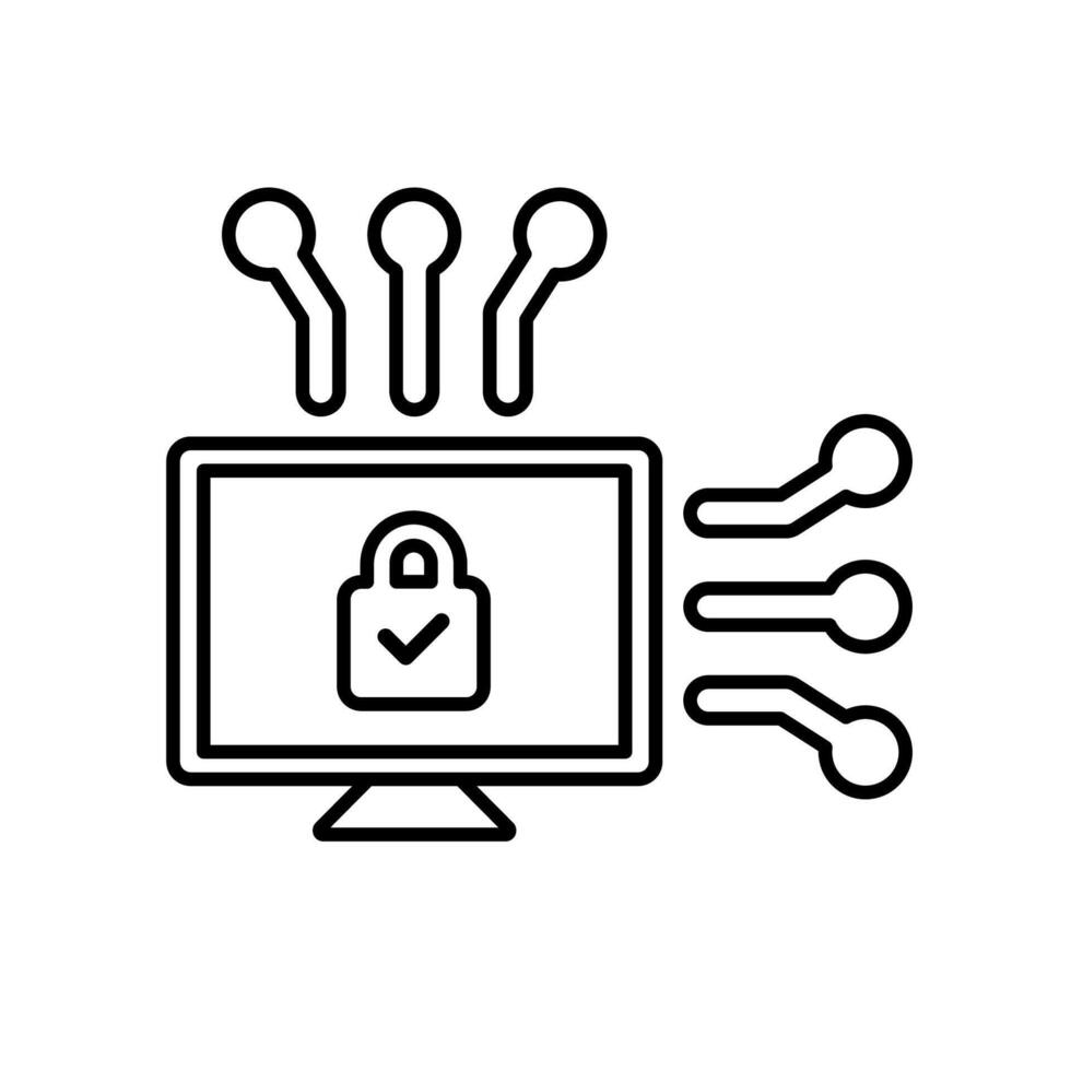 Icon a cyber security, isolated against a clean background. vector