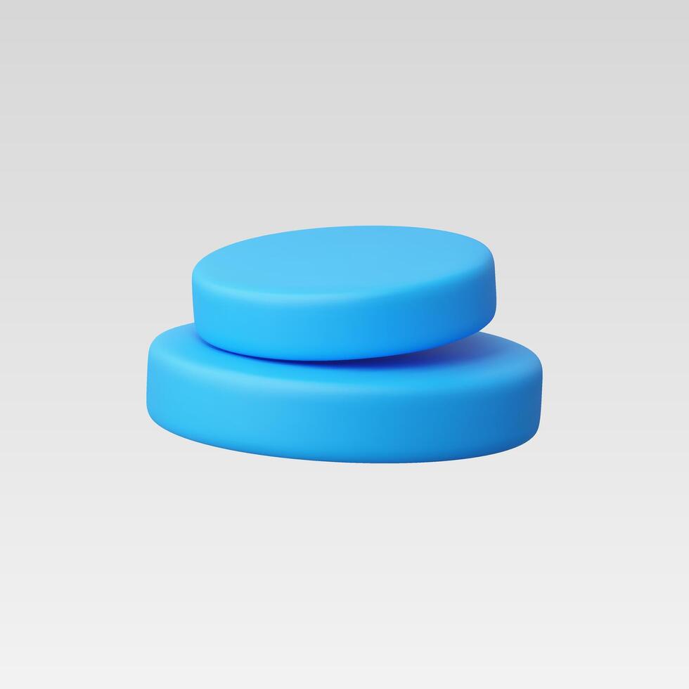 Two blue soap bars atop each other on a minimalist background. vector