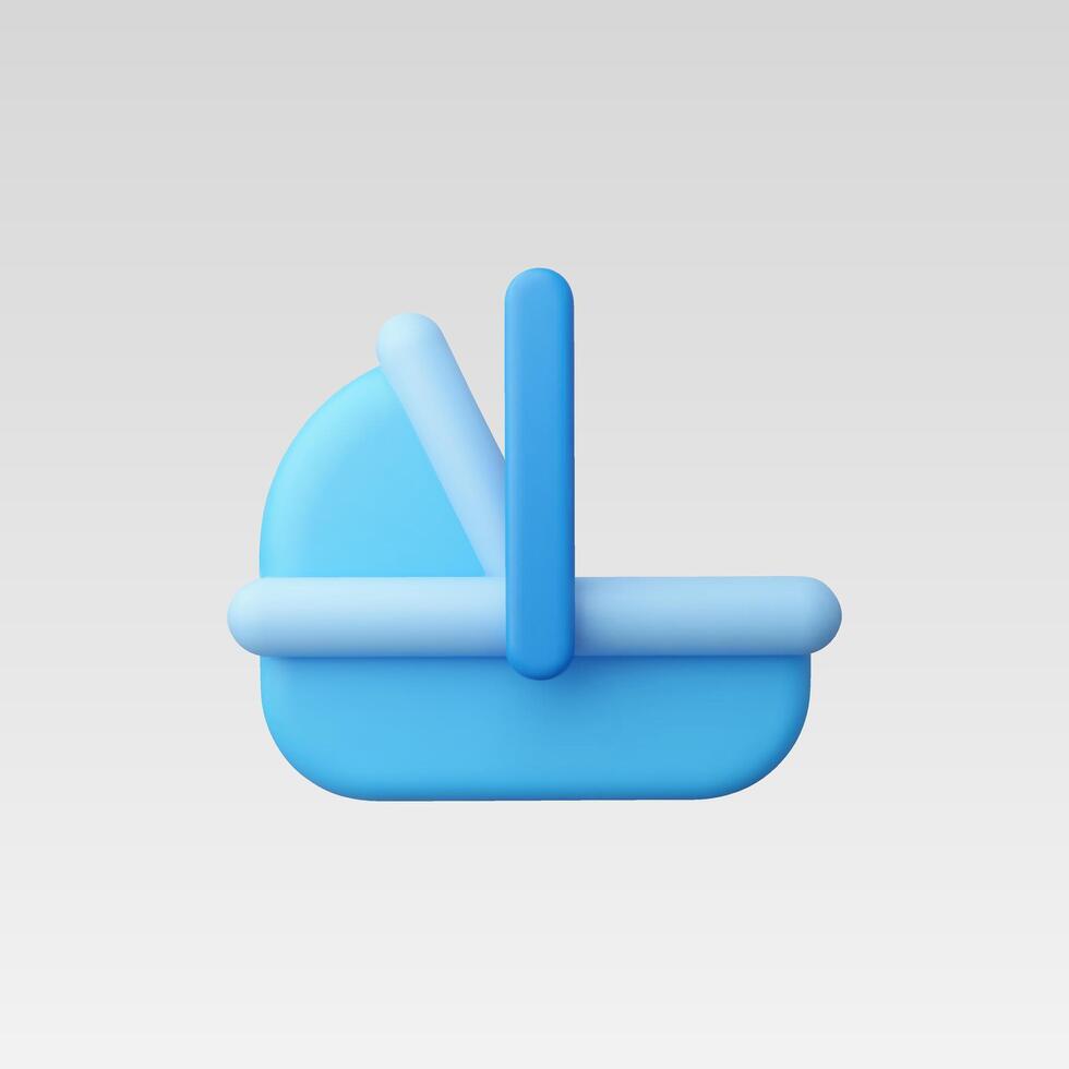 A sleek blue baby stroller icon designed with a minimalist style. vector